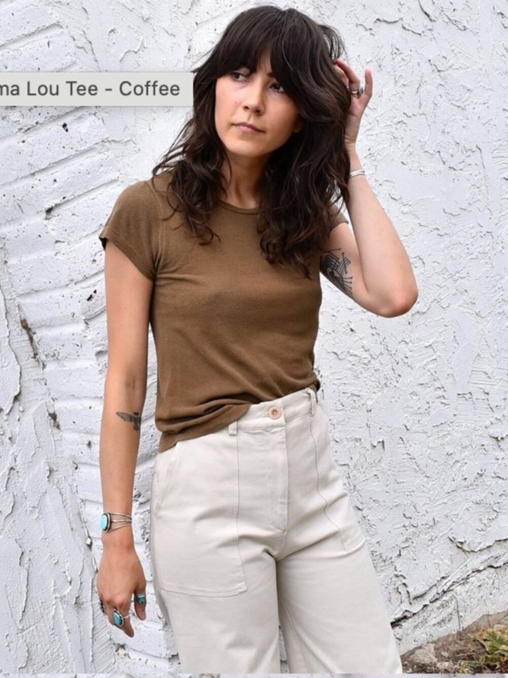 OZMA Lou Tee in Coffee Size S